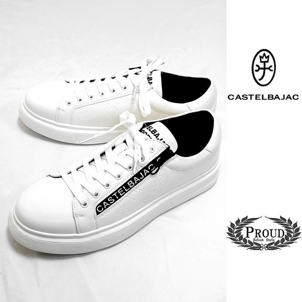 カステルバジャック スニーカー 25cm サイドファスナー モノグラム ゴルフ スポーツウェア メン...