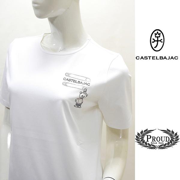 カステルバジャック 半袖Tシャツ 40 9号 ラインストーンベアー ゴルフ レディースウェア 165...
