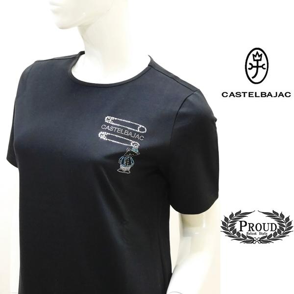 カステルバジャック 半袖Tシャツ 40 9号 ラインストーンベアー ゴルフ レディースウェア 165...
