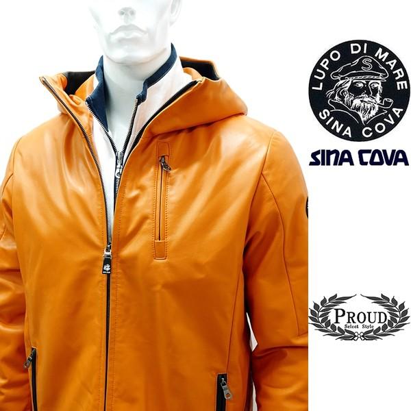 シナコバ ￥120000+税 [L]レザーブルゾン パーカー 羊革 ライトウエイトキルティング SI...