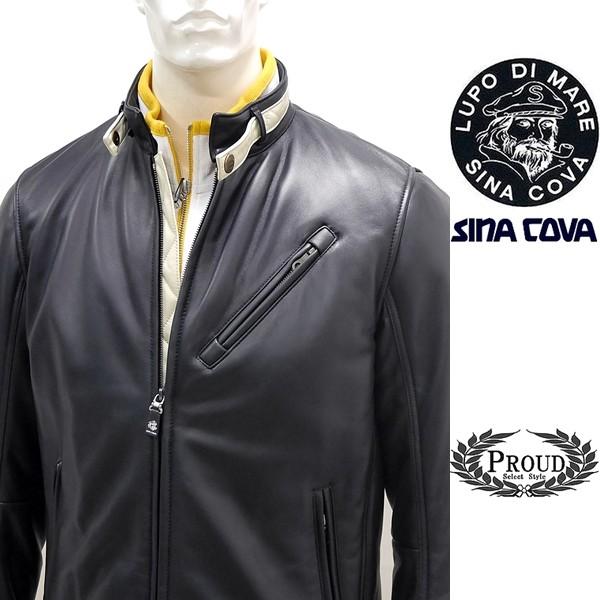 シナコバアウトレット ￥120000+税[LL]レザー ジャケット メンズ 羊革 ライトウエイトキル...