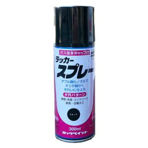 ロックペイント ラッカースプレー ツヤ消しブラック H62-0808 300ml