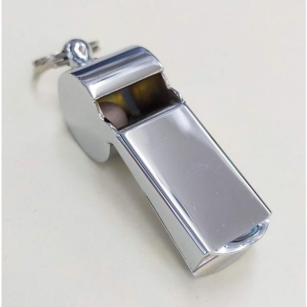 ★【野田鶴声社】ホイッスル/シルバー/表：無地/裏：無地/ソリあり/BOX入り/ストラップ付/コルク...