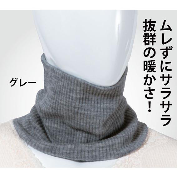 ひだまりリブネックウォーマー（グレー）ムレ無い汗冷えしない 防寒 男女兼用
