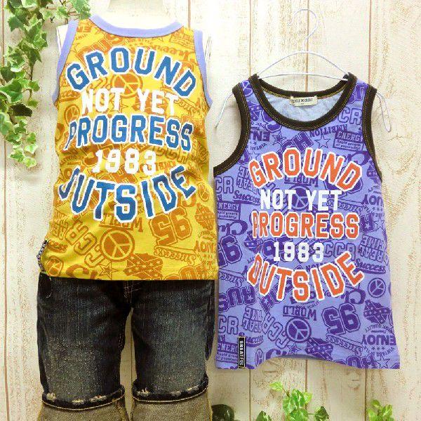 セール Tシャツ タンクトップ 綿100% ロゴ 総柄 メール便送料無料 キッズ 男児 男の子 11...