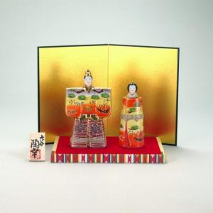 九谷焼 玉雛人形 3号 桜盛 台・敷物・屏風・木札付 8×8×10cm 化粧箱