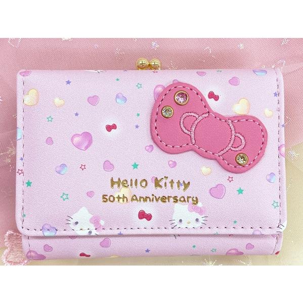 SANRIO　サンリオ ハローキティ 50周年 総柄デザイン　ピンク　がま口・口金財布　50th A...