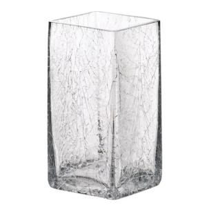 シンプルガラス花瓶　ひび割れハイベースS　サイズ：ｗ10×D10×H20cm｜psp-ho1
