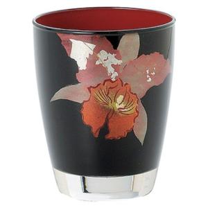 会津塗 / ガラス漆手描き盃ペアセット ( かすみ草 蒔絵 斉藤恒緒 ) お