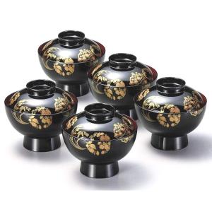 高級輪島塗　熨斗蒔絵　煮物椀五客 高級輪島塗 熨斗蒔絵 煮物椀五客