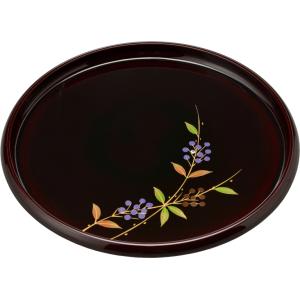 会津漆器　溜 10.0 渕太丸盆　紫式部＜ギフト　プレゼント　お祝い　法事　法要　来客　普段使い＞