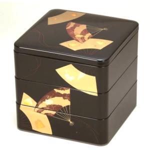 山田平安堂 三段重 扇面 重箱/漆器/6.5寸 : 漆器 山田平安堂 - 通販