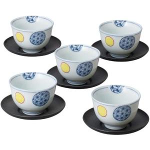 煎茶道具 煎茶器 湯のみ 汲出し 黄交趾 雲錦 5客セット 伊藤南山作