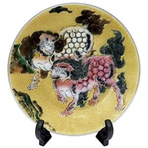 七宝焼 8 丸唐獅子 飾り皿 102 02 Tsodata Fgsz Hu
