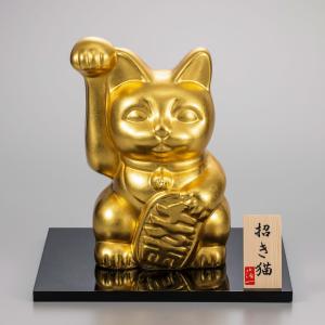 【開運　金運.】九谷焼×金沢箔コラボ 金箔をあしらった開運　招き猫　右手上げ　L｜psp-ho1