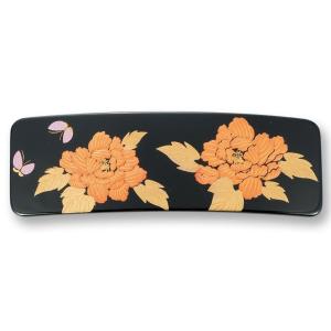 山中漆器　山中漆器　漆芸　バレッタ長角（大）ぼたん（B)｜psp-ho1