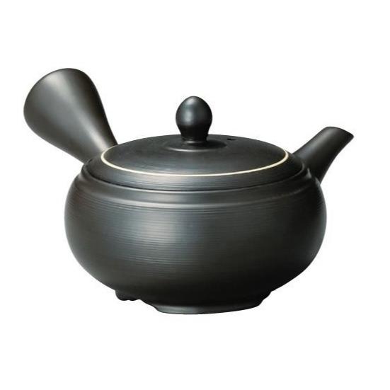 常滑焼急須【深蒸し急須/のぞみ茶こし急須】竹春窯変ツバ丸黄ライン急須