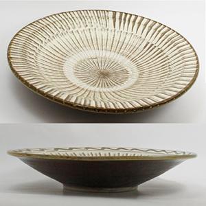 小鹿田焼（ontayaki) 飛び鉋 飛びカンナ 4.5寸皿 約Φ13.5cm : 虹八