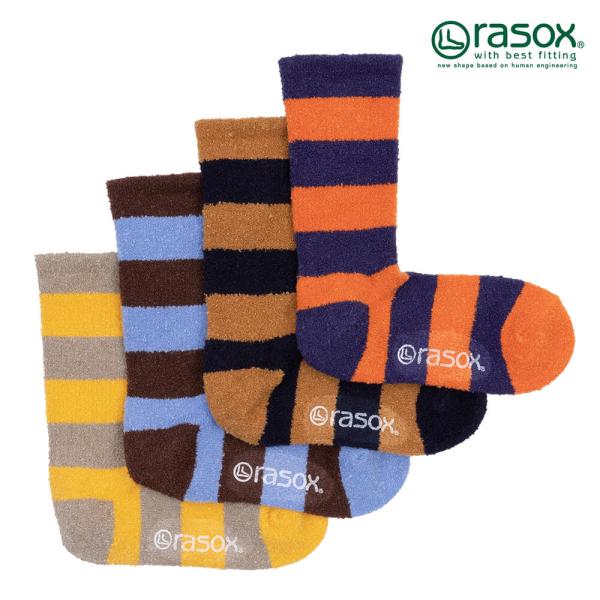 rasox 靴下 ラソックス ソフトタッチ・パネルボーダー CA222CR02 クルー丈 rasox...
