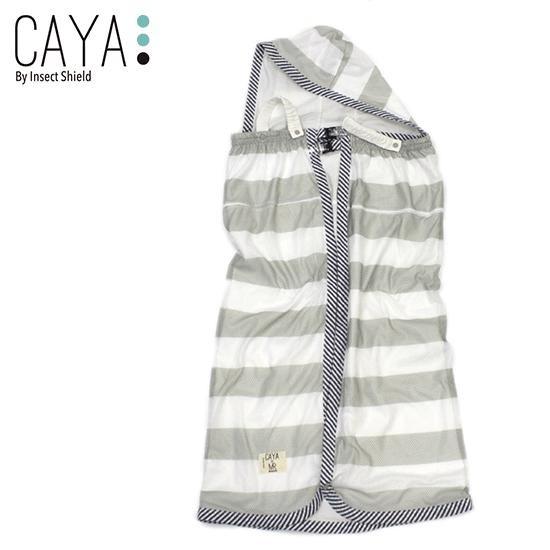 CAYA 5WAYケープ （ボーダーメッシュ×薄手ホワイト天竺） 虫よけ インセクトシールド