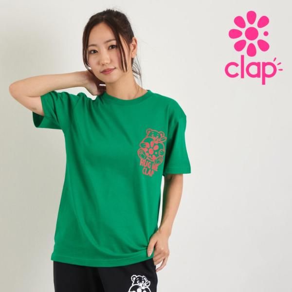 clapクラップ新作 フィットネス ウェア レディース トップス 半袖 tシャツ HUG ME TE...