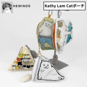 MANGO ART レディース Kathy Lam Catポーチ 10979 hemings コスメ 化粧ポーチ 文房具 猫 キャット カラビナ付き 仕事 旅行 ギフト プレゼント ヘミングス