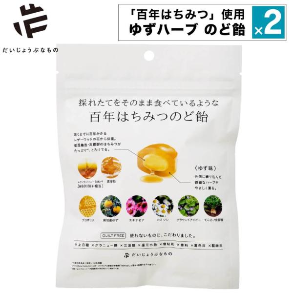 2点セット 百年はちみつのど飴 だいじょうぶなもの のど飴 ゆずハーブのど飴 個包装 無添加 ハチミ...