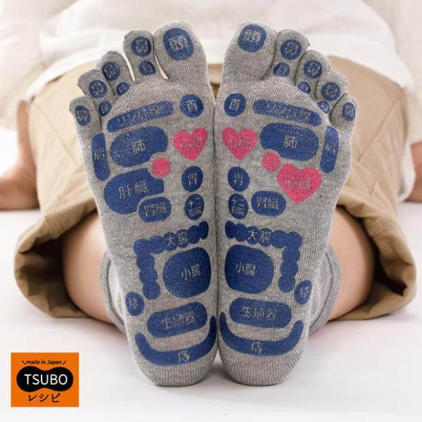 TSUBOレシピ 靴下 ソックス つぼマップ 日本製 5本指 メンズ レディース 足つぼマッサージ