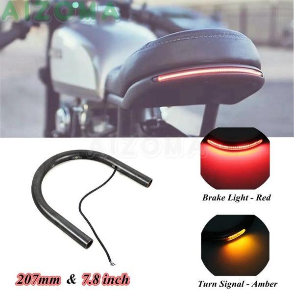 並行輸入品 汎用 鋼カフェレーサーリアフラットシートフレームループフープ w/led ブレーキインジ...