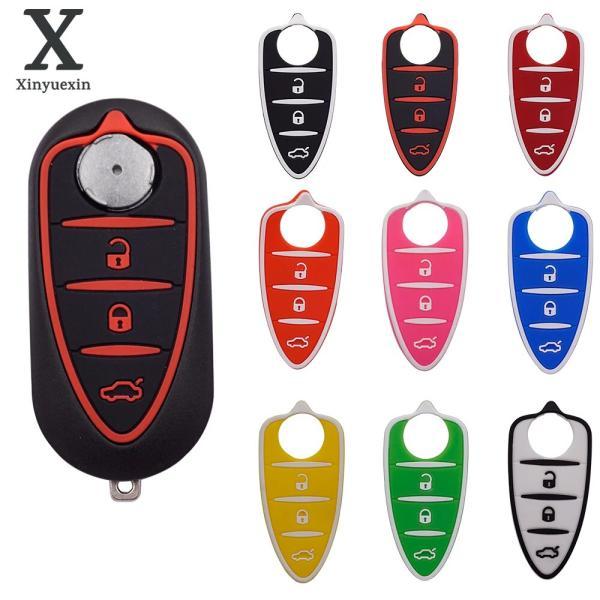 並行輸入品 アルファロメオ Xinyuexin-シリコンカーキーパッド 3ボタンリモコンキーパッド ...