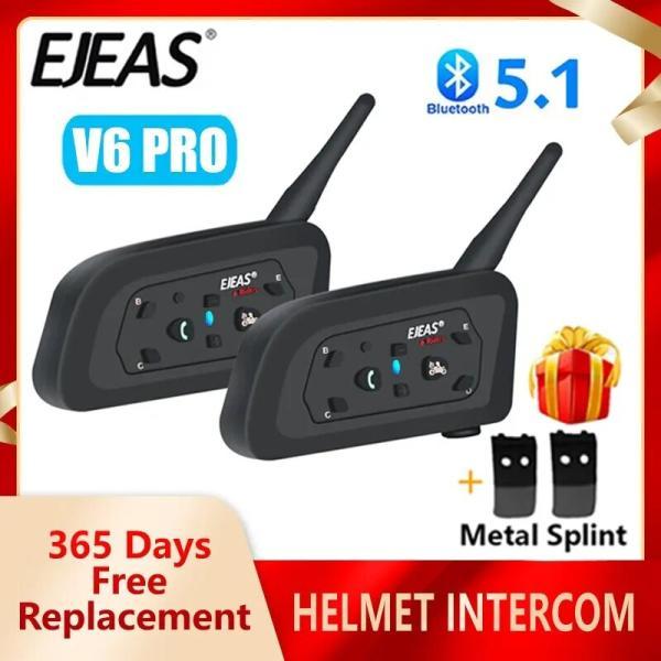 並行輸入品 バイク インカム EJESAS V6 (1台or2台セット) 6人同時通話 6人ペアリン...