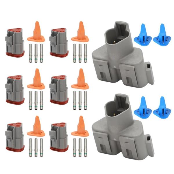 並行輸入品 2セットドイツDTシリーズ3ピンYコネクタレセプタクルキット防水電線プラグDT06 3S...