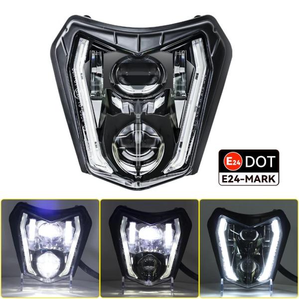 並行輸入品 スーパーモト-ハイ ロービームヘッドライト DRLヘッドランプ KTM EXC XC X...