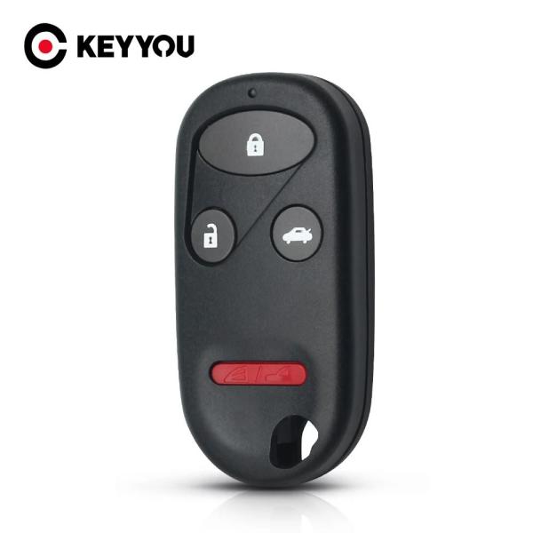 KEYYOU-自動車用4ボタンリモコンキーケース ホンダ用カーキーシェルカバー アコードCRV S2...
