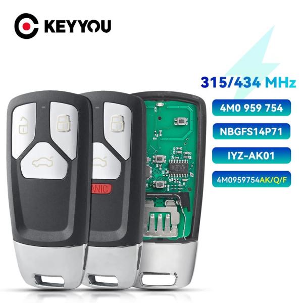並行輸入品 KEYYOU-スマートリモコンキー 4M0959754 433MHZ 315MHZ 3 ...