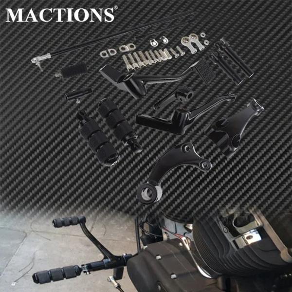 並行輸入品 オートバイブラックフォワードコントロールコンプリートキットペグレバーリンケージハーレース...