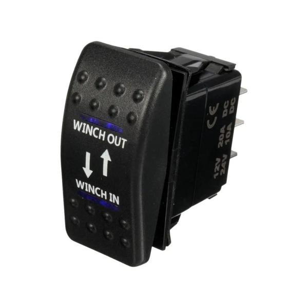 並行輸入品 LEDブルーオンオフロッキングスイッチ ウィンチ 7ピン 12V 20A