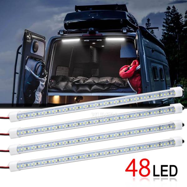 並行輸入品4個 12V 室内用 LED ライトバー ストリップランプ スイッチ付き 車 トレーラー ...