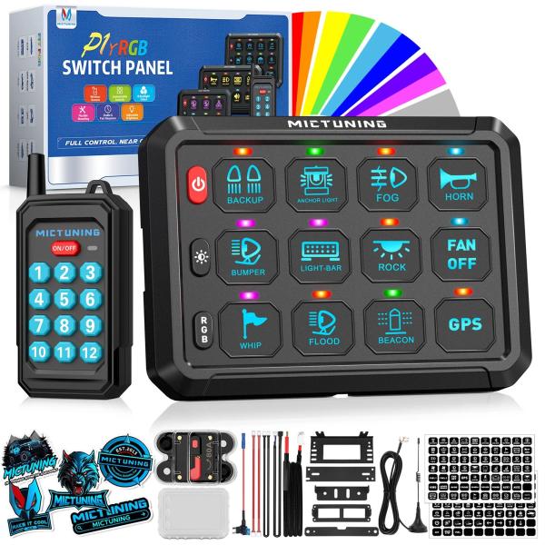 並行輸入品MICTUNING RGB 12ギャングスイッチパネル リモートコントロールレンジ最大23...