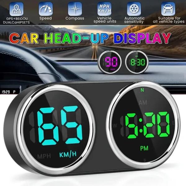 並行輸入品7色GPSデジタルスピードメーター タイマークロック付き GPS HUD スピード超過アラ...