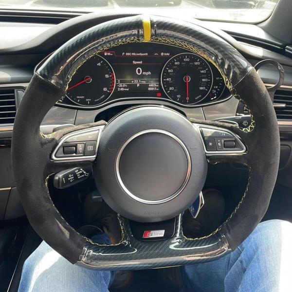 並行輸入品編み込みカーステアリングホイールカバー 滑り止めスエード アウディ S5 8T S6 C7...