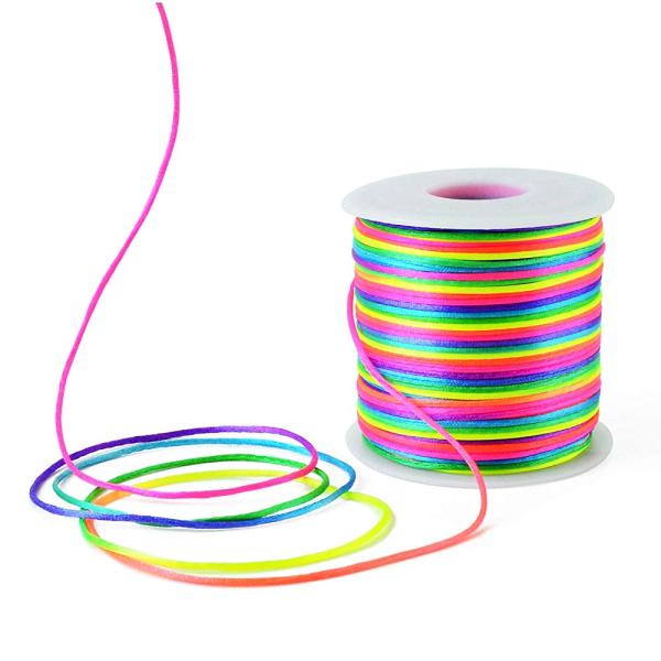 Pstyle. 紐 手芸 カラー コード アクセサリー ブレスレット 虹色 100m PST-014