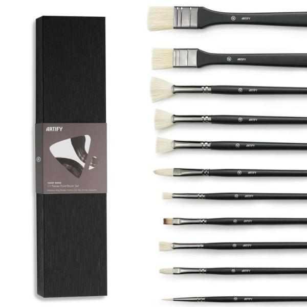 ARTIFYオイル絵画筆セット - 11ピース | オイル絵画用のプロフェッショナルアーティスト筆セ...