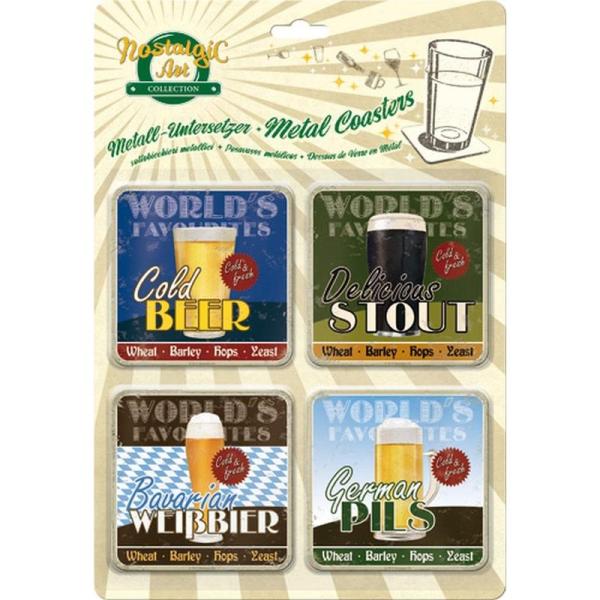 ビール World&apos;s Favourite Beers Set/コースター 4枚 セット (ブリキ製...