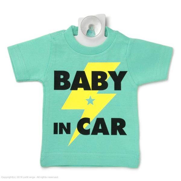 BABY IN CAR ベビーインカー 吸盤ミニTシャツセーフティーサイン ロック：ミントグリーン×...