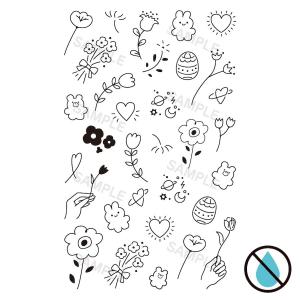 タトゥーシール 花 薔薇 水なしで貼れる 2枚入 韓国 フェイク ボディ シンプル おしゃれ かわいい 肌に貼るシール バラ くま うさぎ 2週間 opt11