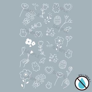 タトゥーシール ホワイト 白 韓国 バラ 水なしで貼れる 2枚入 ウサギ 長持ち 腕 2週間 ボディ 長持ち おしゃれ かわいい フェス イベント くま opt11-1