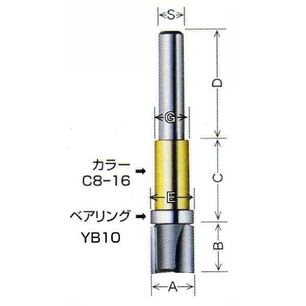 ガイドベアリング付ストレートビット 6×10 S10