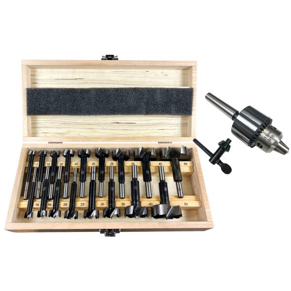 ピーウッド フォスナービット17本セット＋ドリルチャック