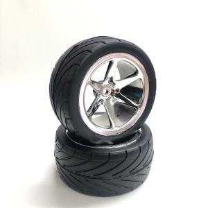 1/10 4WDバギー用 オンロードラジアルタイヤ6本スポークホイル接着済